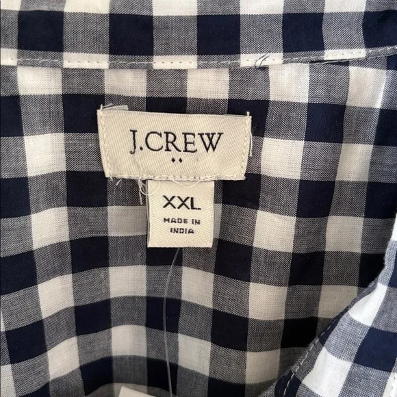 J Crew navy white gingham long sleeve button down cotton shirt Size XXL - Picture 6 of 9